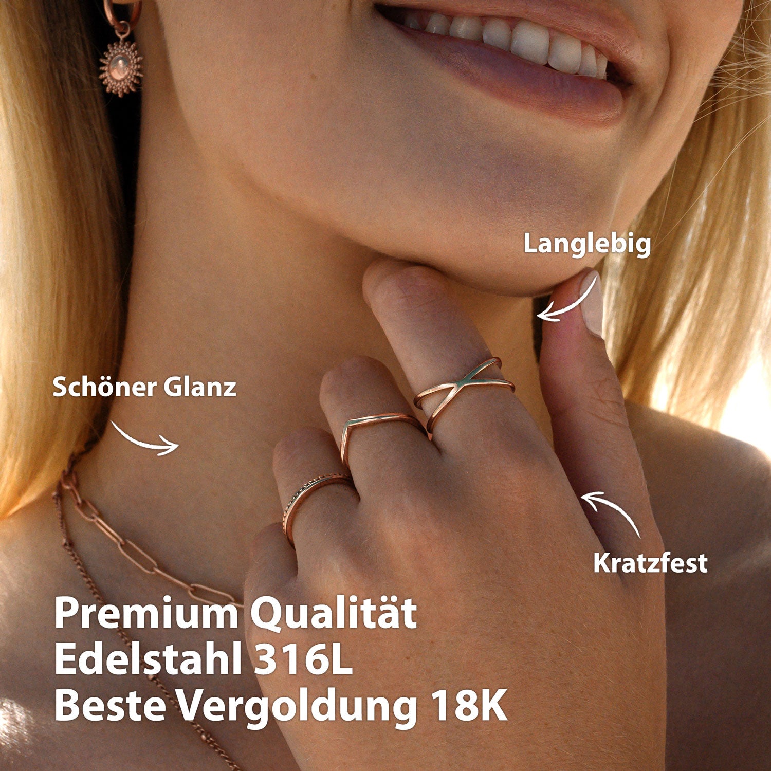 Ring Rosegold Damen Set