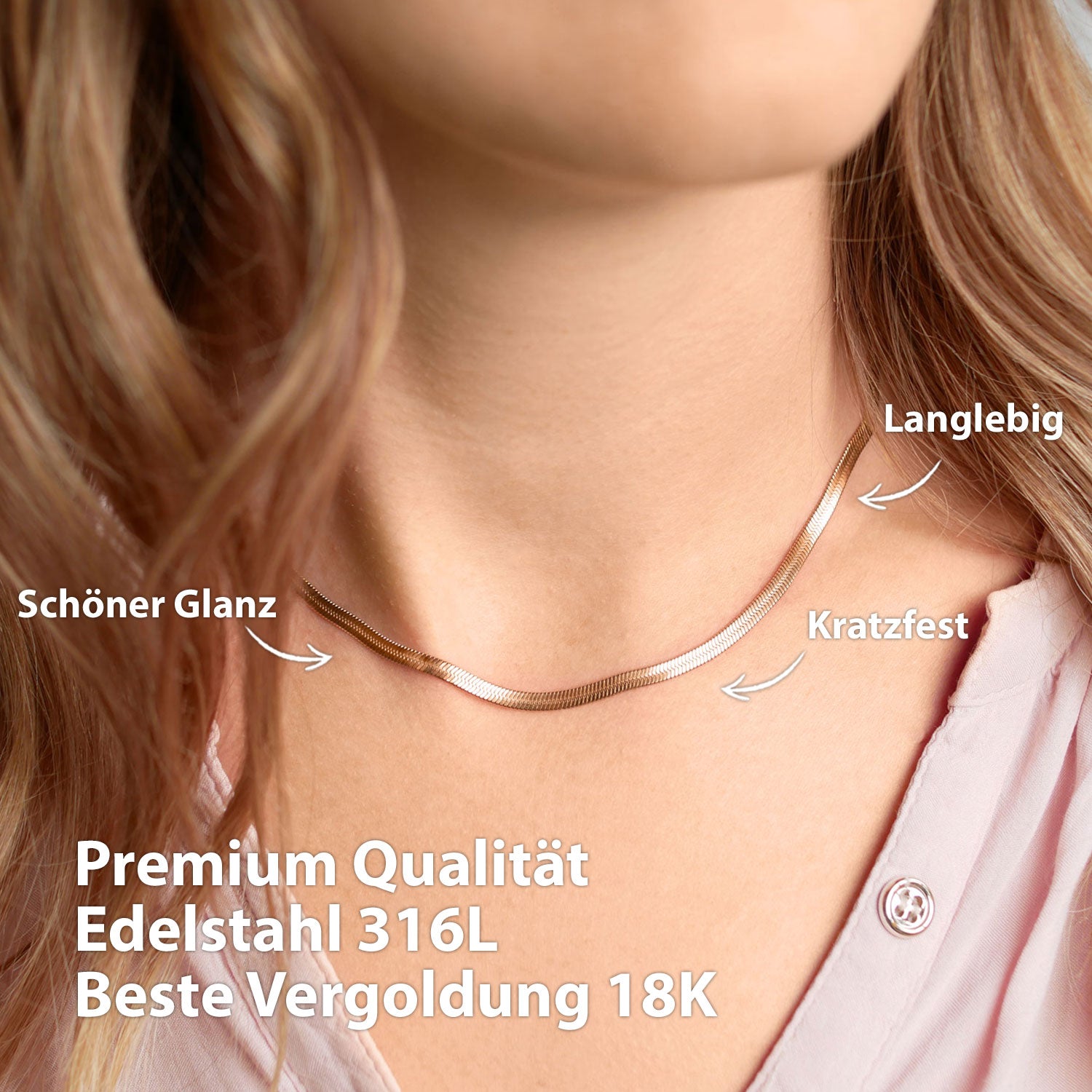 Schlangenkette Rosegold Edelstahl