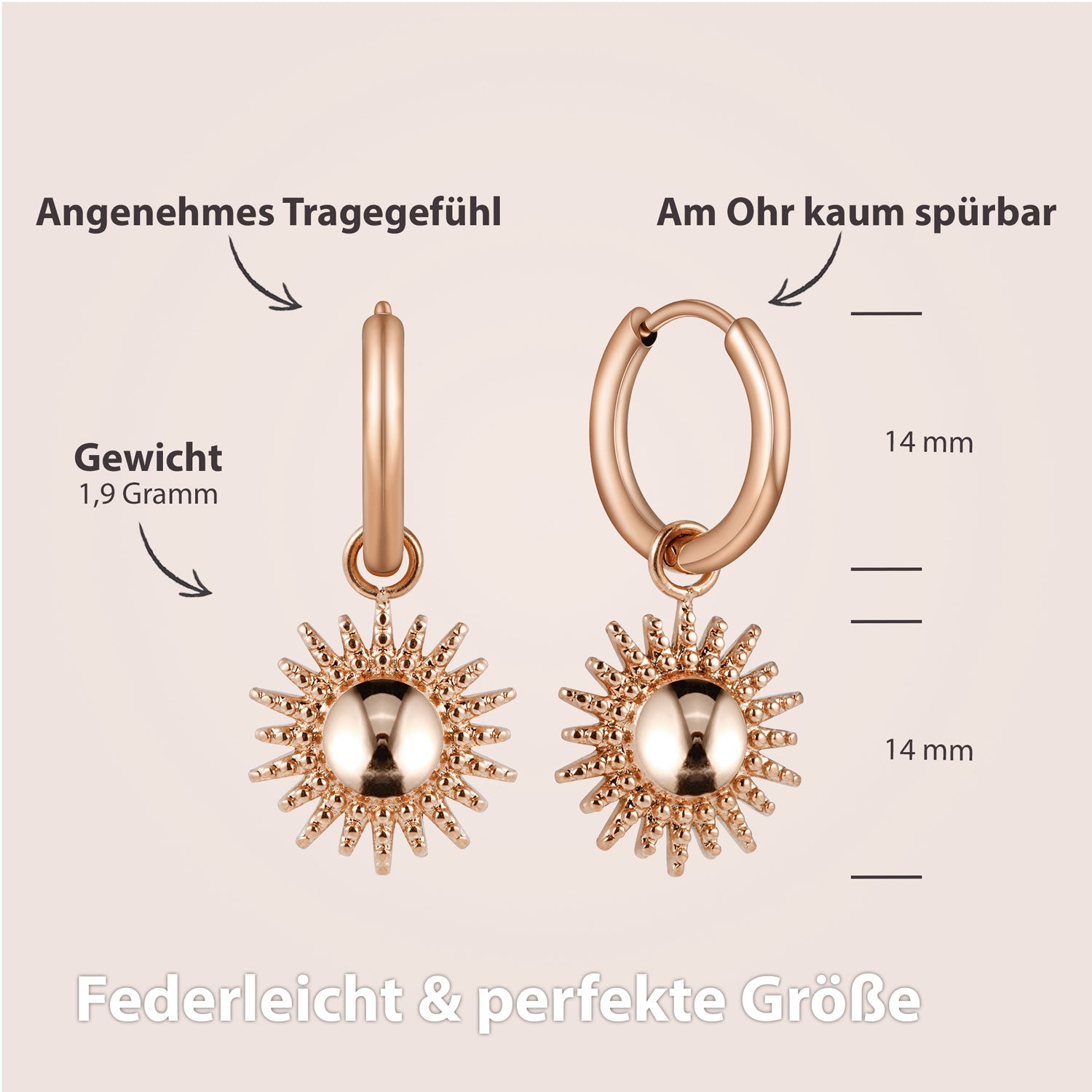 sonnenohrringe rosegold