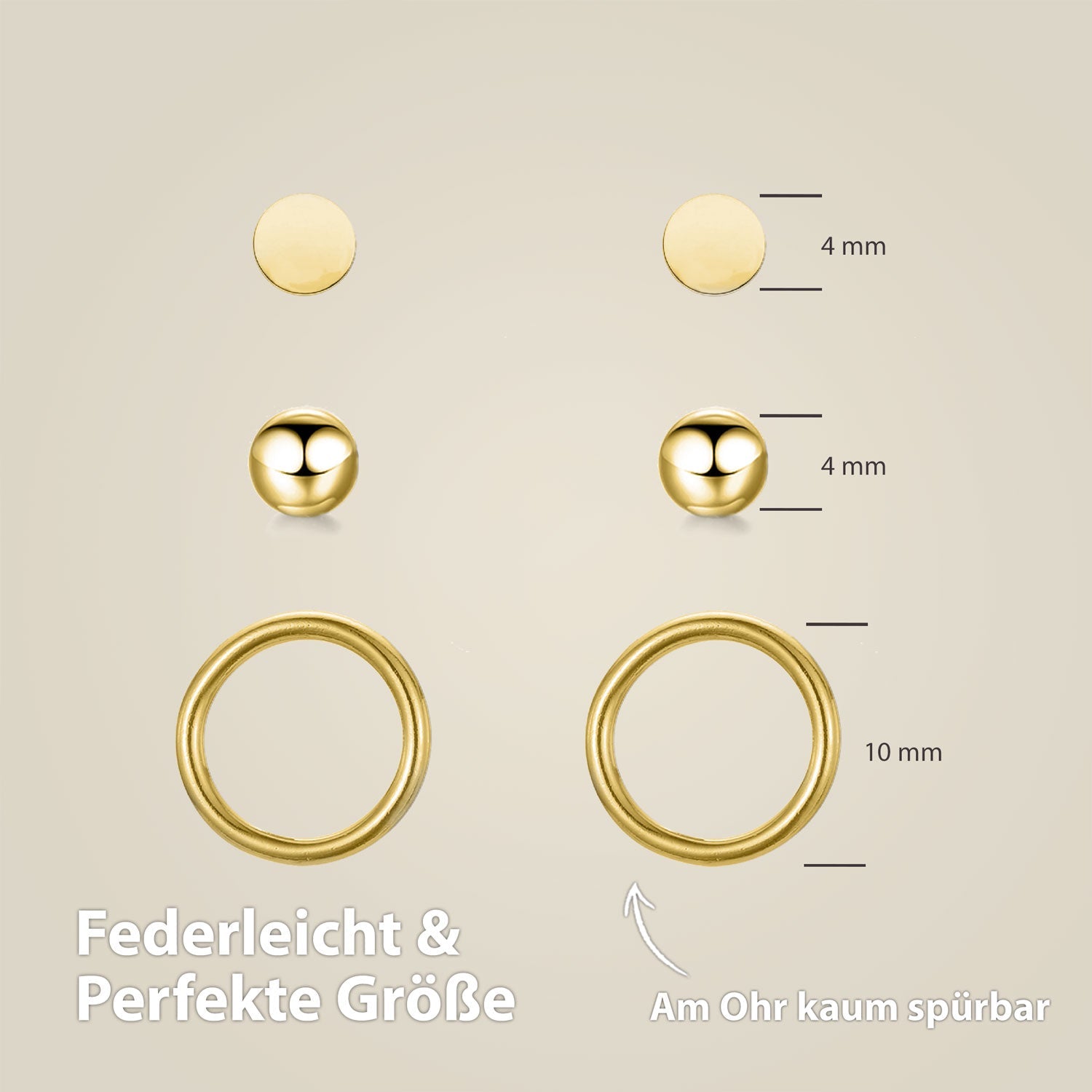 BonnyClassic Ohrringe Set Kreis Kugel Plättchen Gold - BONNYBIRD