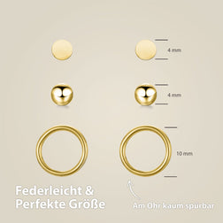 BonnyClassic Ohrringe Set Kreis Kugel Plättchen Gold - BONNYBIRD
