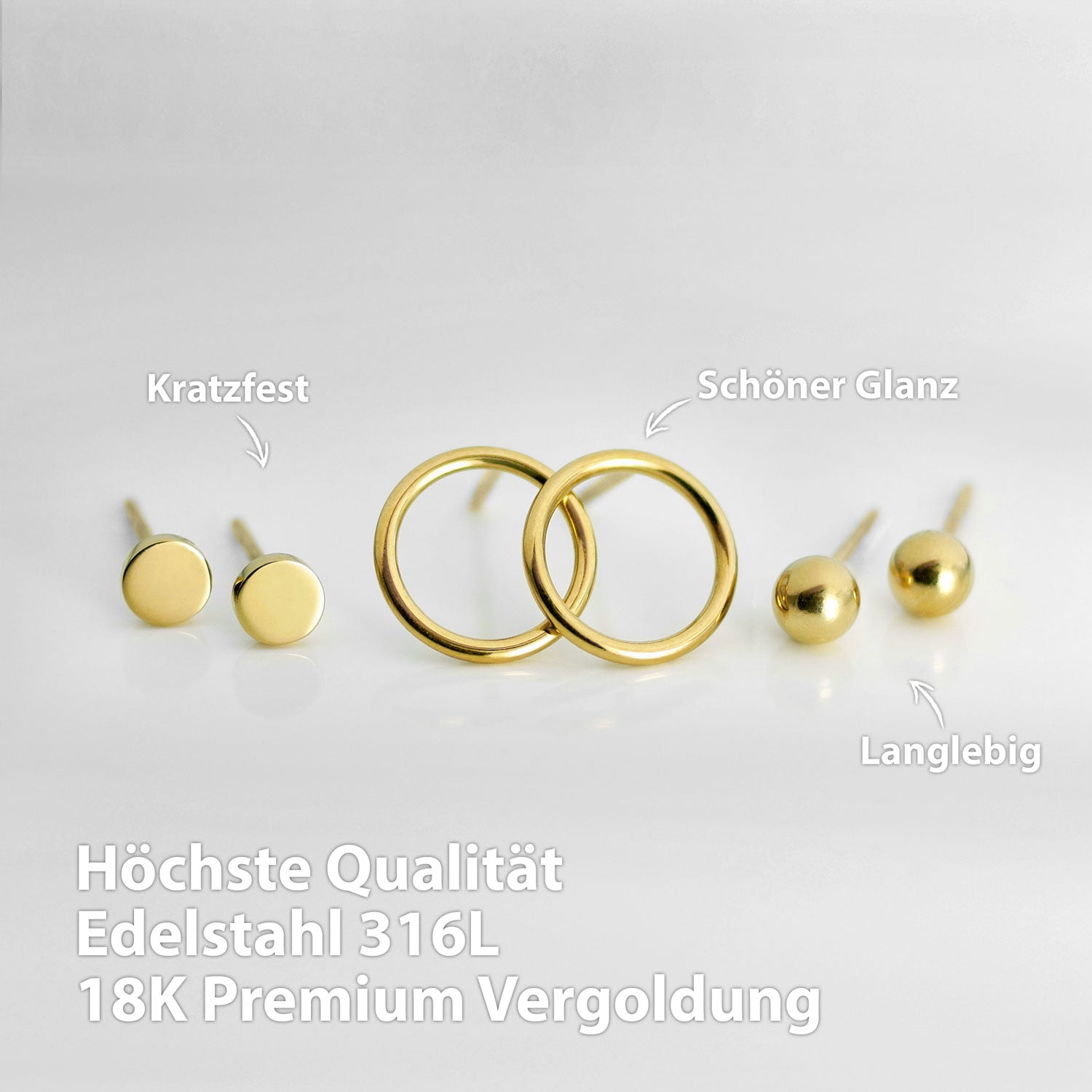 BonnyClassic Ohrringe Set Kreis Kugel Plättchen Gold - BONNYBIRD