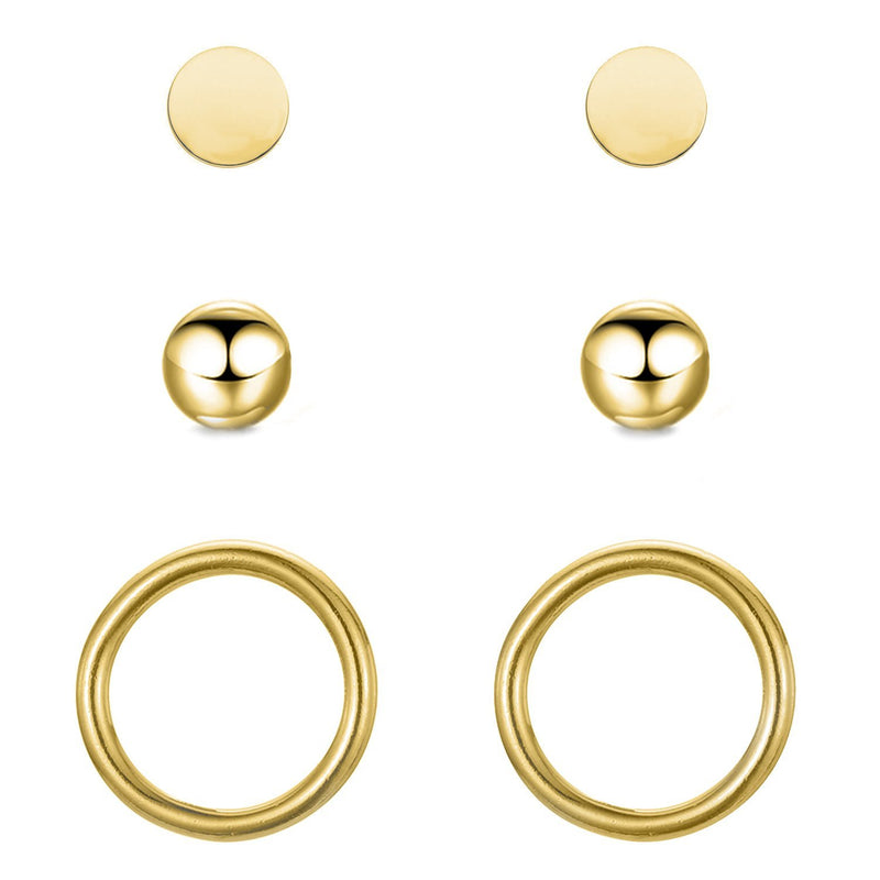 BonnyClassic Ohrringe Set Kreis Kugel Plättchen Gold