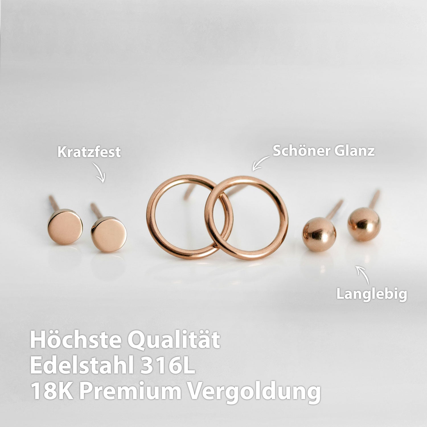 BonnyClassic Ohrringe Set Kreis Kugel Plättchen Rose - BONNYBIRD