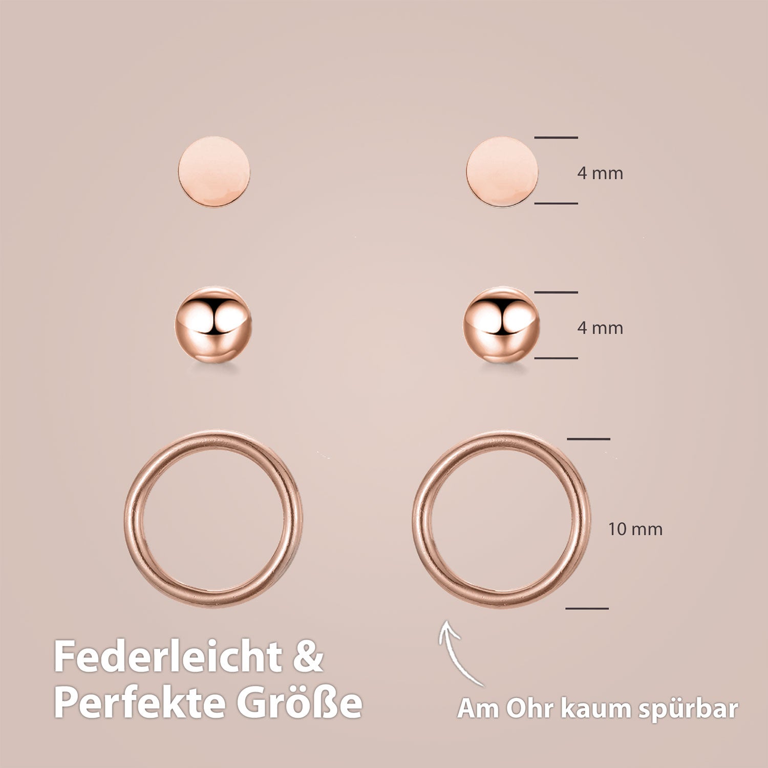 BonnyClassic Ohrringe Set Kreis Kugel Plättchen Rose - BONNYBIRD