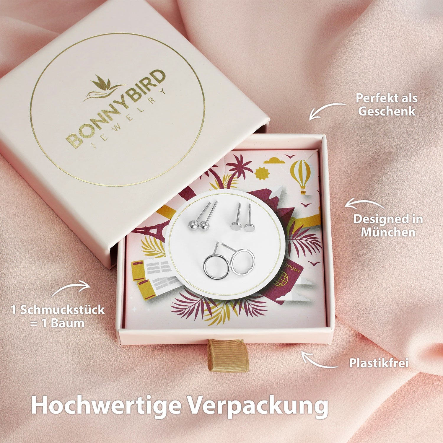 BonnyClassic Ohrringe Set Kreis Kugel Plättchen Silber - BONNYBIRD