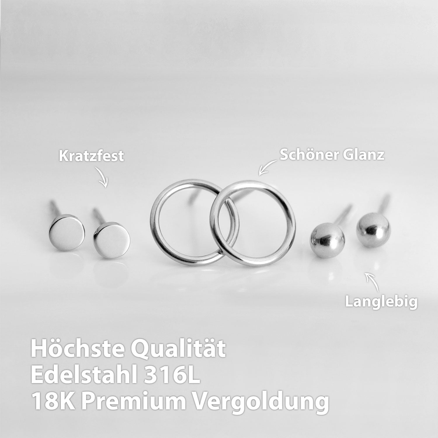 BonnyClassic Ohrringe Set Kreis Kugel Plättchen Silber - BONNYBIRD