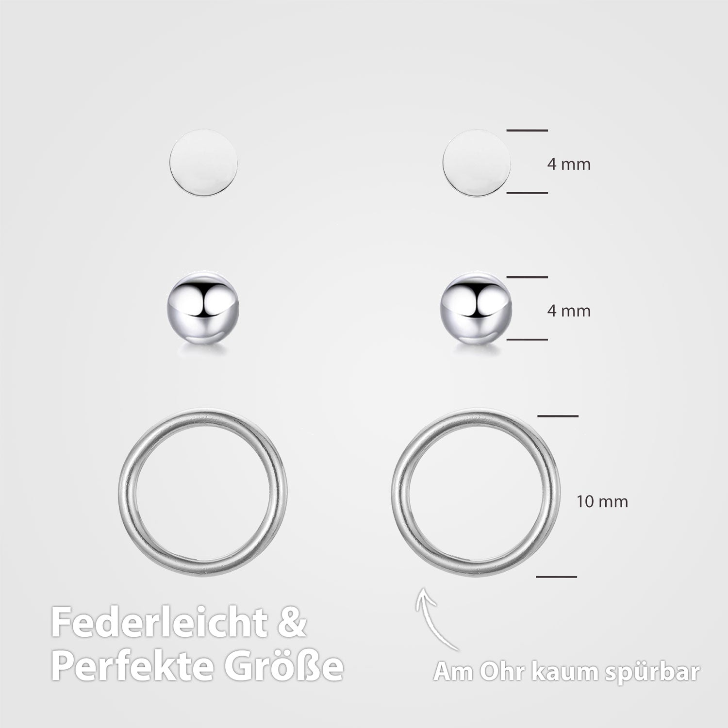 BonnyClassic Ohrringe Set Kreis Kugel Plättchen Silber - BONNYBIRD