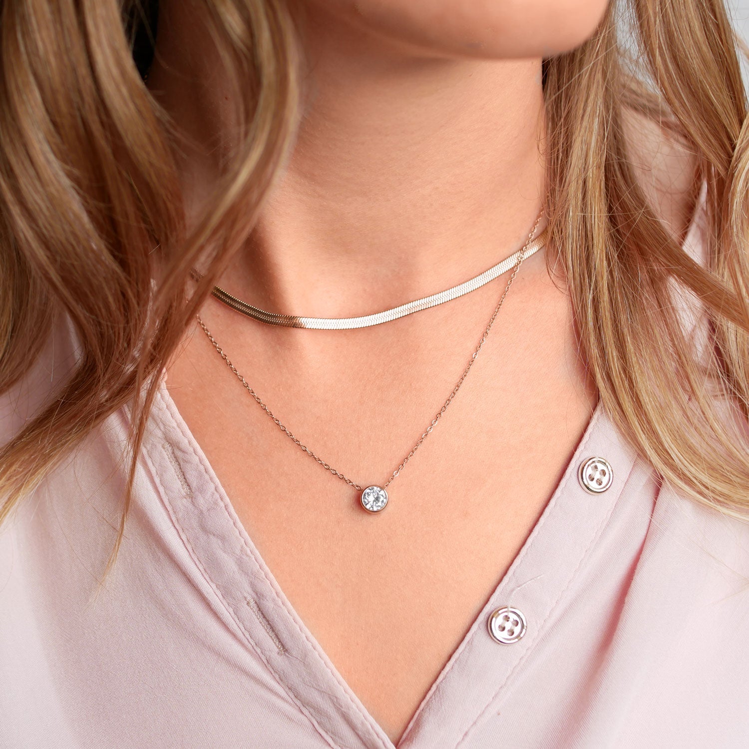 BonnyCrystal Steinkette mit weißem Kristall Rose - BONNYBIRD