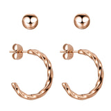 BonnyTwist Creolen Gedreht + Kugel Ohrstecker Rosegold
